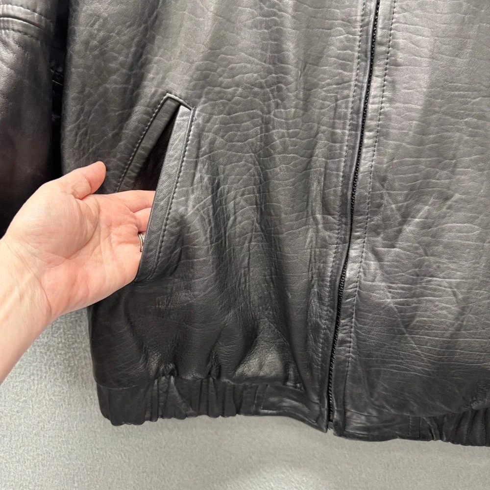Valerie Stevens Bomber Jacket Womens Large Lamb Leather Black Outerwear Vintage